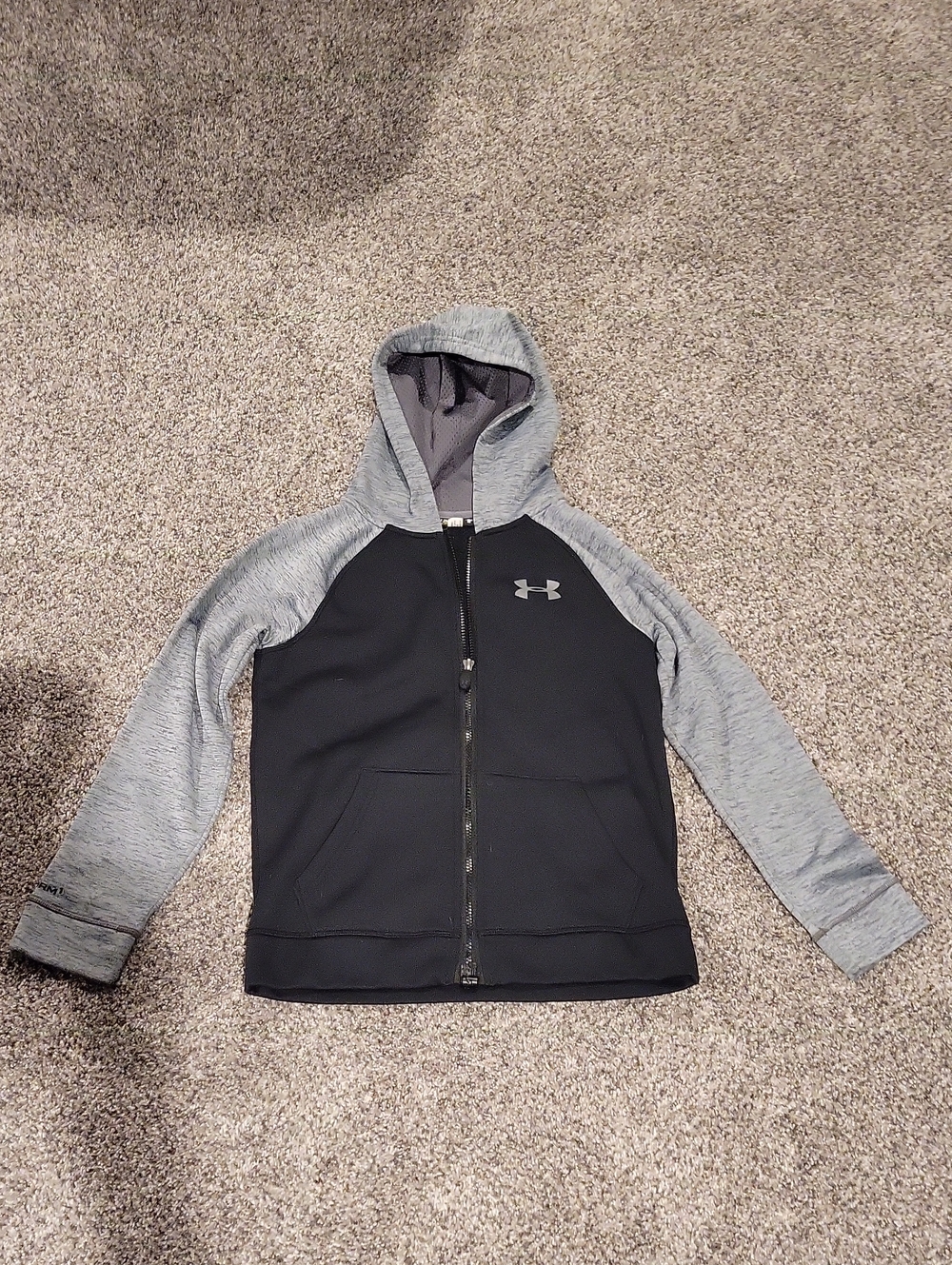 Under Armour Black & Gray Zip-Up Hoodie, Youth Size Medium